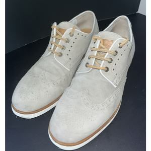 Santoni Men’s Size 9.5 D Gray Suede Wingtips Derby/Brogues Shoes made in ITALY‎